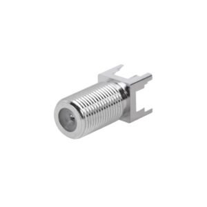 Conector F Hembra para PCB de Montaje Vertical, Níquel/ Estaño/ Polietileno.