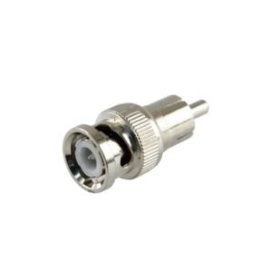 Adaptador en Línea para 75 Ohm, de Conector BNC Macho a RCA Macho en Aplicaciones de Audio-Video para Cámaras, Monitores y
