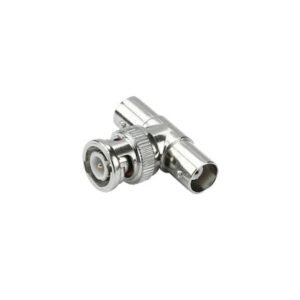 Adaptador en T para 75 Ohm de Conector BNC Macho a Doble BNC Hembra, Níquel/ Oro/ Teflón. (TT-RG-12)
