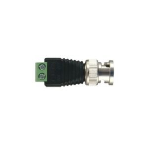 Adaptador de conector BNC macho a 2 terminales-tornillo para cables AWG-26-14, en aplicaciones Video Vigilancia, Níquel