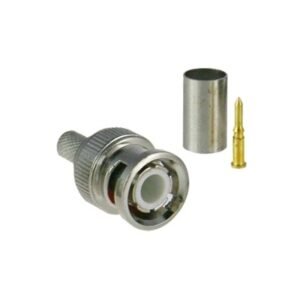 Conector BNC macho para 75 Ohm, de 3 piezas en línea, anillo plegable para cable RG-59/U en aplicación de CCTV, Níquel/ Oro