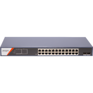 Switch Gigabit PoE+ / Administrable / 24 Puertos 1000 Mbps PoE+ / 2 Puertos SFP / Configuración Remota desde Hik-PartnerPro / PoE Extendido 250 Metros / 370 Watts (DS-3E1526P-SI-24P2F)