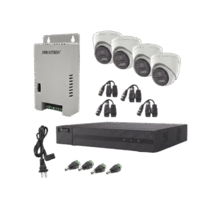 Kit HiLook Audio Bidireccional TurboHD 1080p / DVR Metalico 4 Canales / 4 Cámaras Eyeball (Exterior) con Bocina y Microfóno