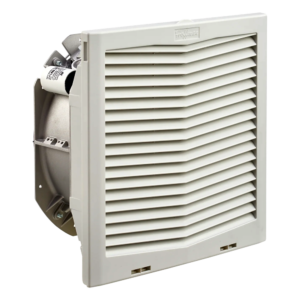 Ventilador con Filtro de Montaje Lateral / Flujo de Aire 395 CFM / Alimentación 115 Vca / Diseño Click-Fit / Rejillas con Bisagra