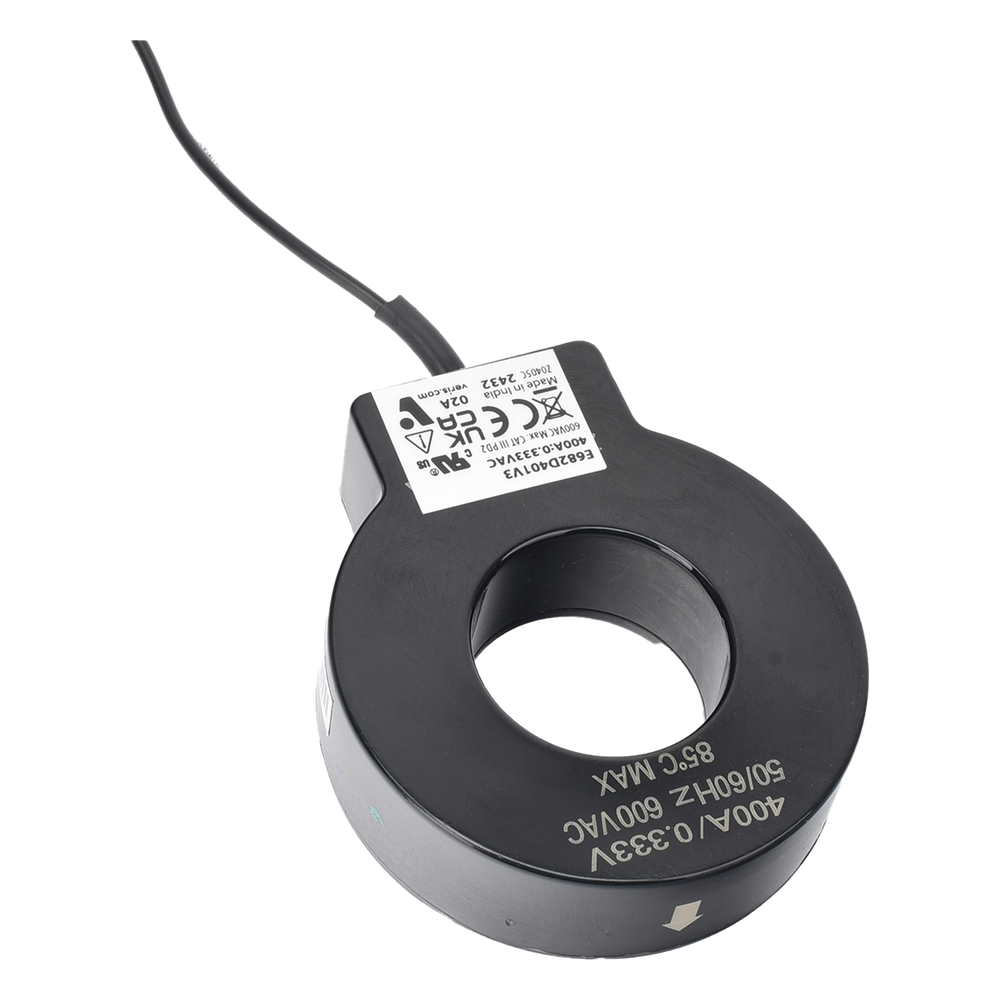 Transductor de Corriente de Núcleo Sólido / 400 A / Salida 0.333 V / Diámetro 1.25 in / Cable 6 ft (1.8 m) / UL