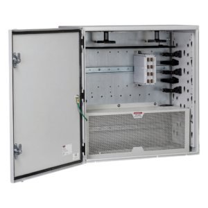 Gabinete de Zona de Red / IP66 / UL 4/12/4X / Acero 610 x 295 x 610 mm (24 x 11.6 x 24 in) / Rieles DIN / Puerta Reversible