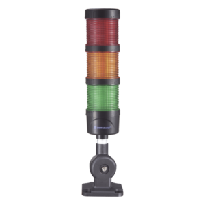 Torre LED Indicadora de Estado / 3 Niveles Rojo-Ámbar-Verde / Buzzer 85 dB / 110-240 VCA / IP53 / Montaje Ajustable 60 mm